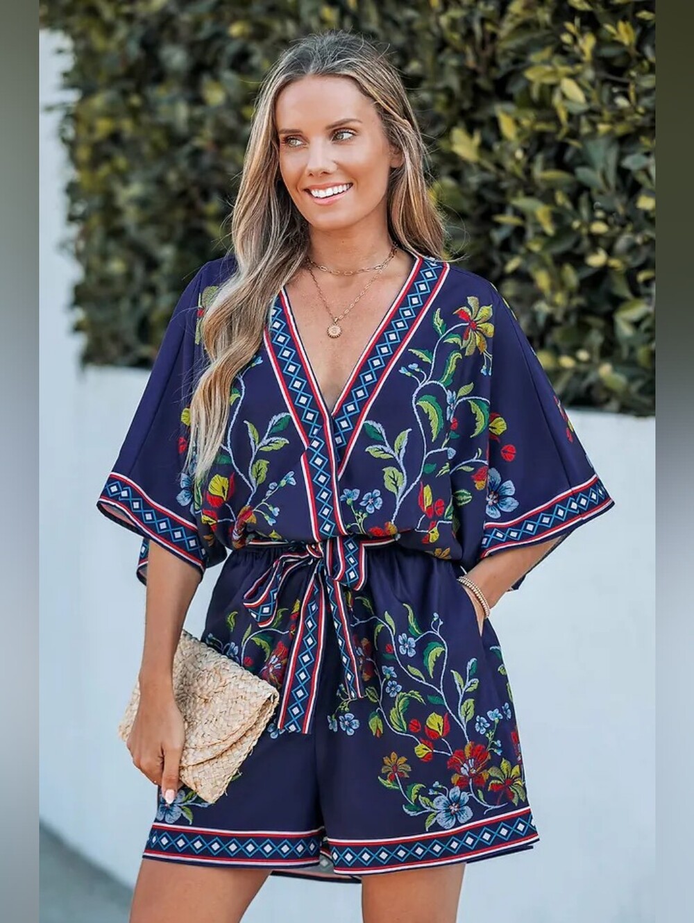 Geo Tropics Short Sleeve Straight Leg Romper 💥 BRAND NEW 💥
